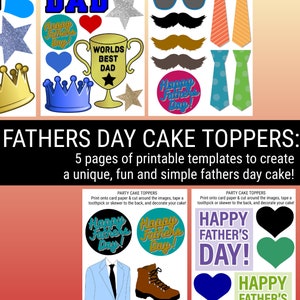Fathers Day Party Cake Toppers / Fathers Day Gifts / Fathers Day Cake / Fathers Day Decorations / Fathers Day Bunting Flags and Cake toppers image 3