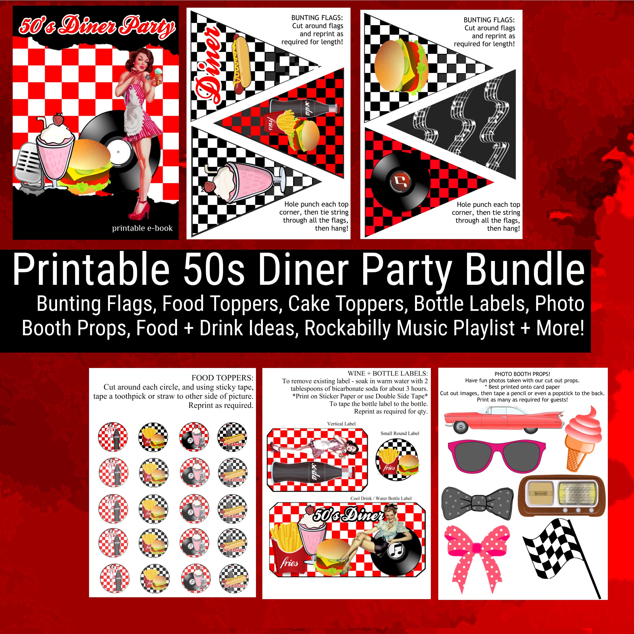 50s Diner Printable Party / 50's Diner / 50's Diner - Etsy