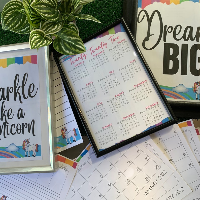 2023 2024 UNICORN THEME Printable Calendars And Planners Etsy
