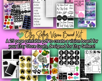 Etsy Seller Vision Board Kit to help manifest success with your Etsy Store / Etsy Sellers / Vision Boards / Manifest Abundance