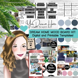 HOME Inspos Vision Board Home Design / Home Makeover Vision Board / Home Interior and Exterior Design Printable and Digital Mood Board Kit image 1