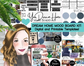 HOME Inspos Vision Board - Home Design / Home Makeover Vision Board / Home Interior and Exterior Design Printable and Digital Mood Board Kit