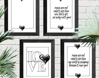 Scribbled Heart Printable Posters / Heart Wall Art, Printable Valentines Posters and Gifts, Prints for Valentines, Posters, Heart Printables