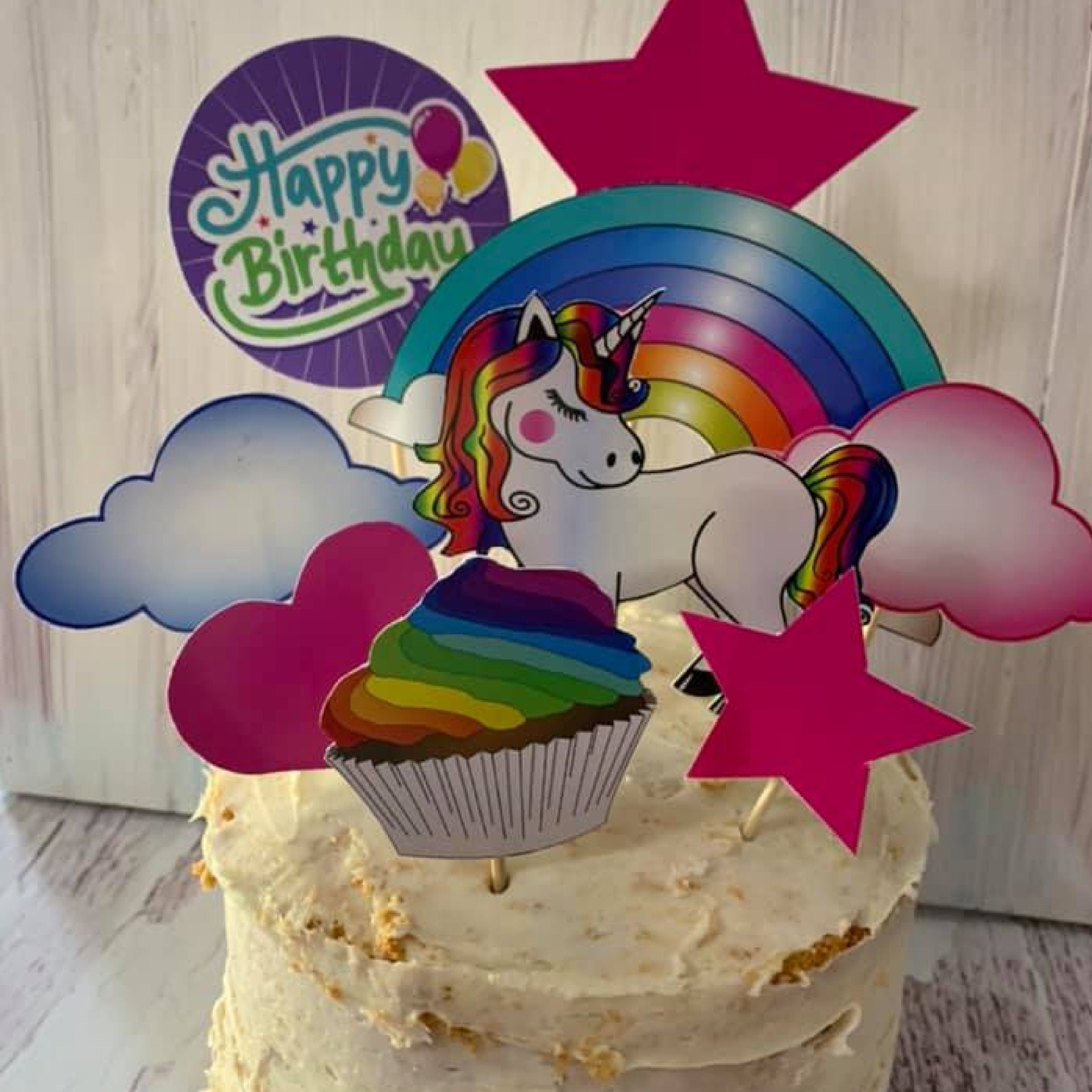 unicorn and rainbows party cake toppers rainbow and unicorn etsy