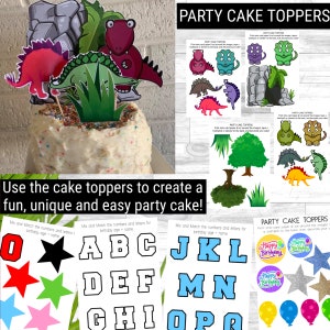 Printable Dinosaur Party Games and Decorations for Kids / Kids Dinosaur Party / Dinosaur Cake Toppers / Dinosaur Photo Props / Dinosaurs image 6