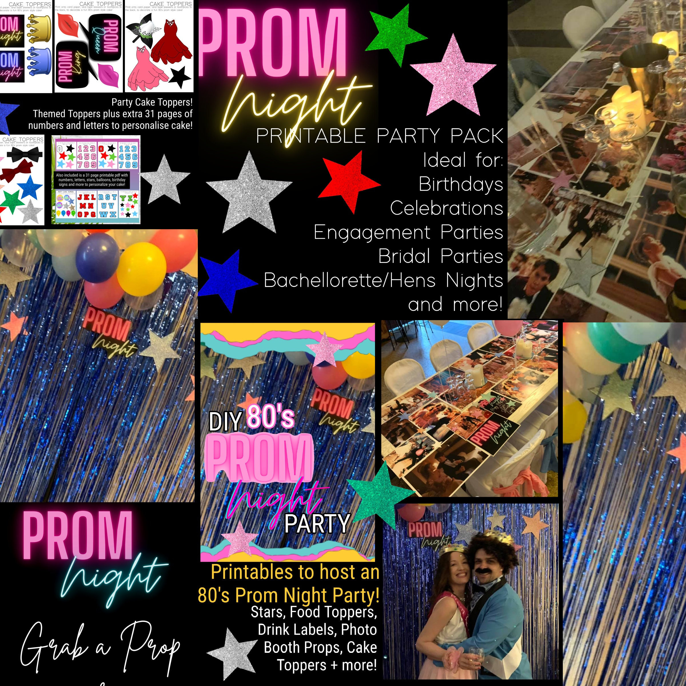 80's PROM PARTY PRINTABLES / Prom Theme Party Printables / - Etsy