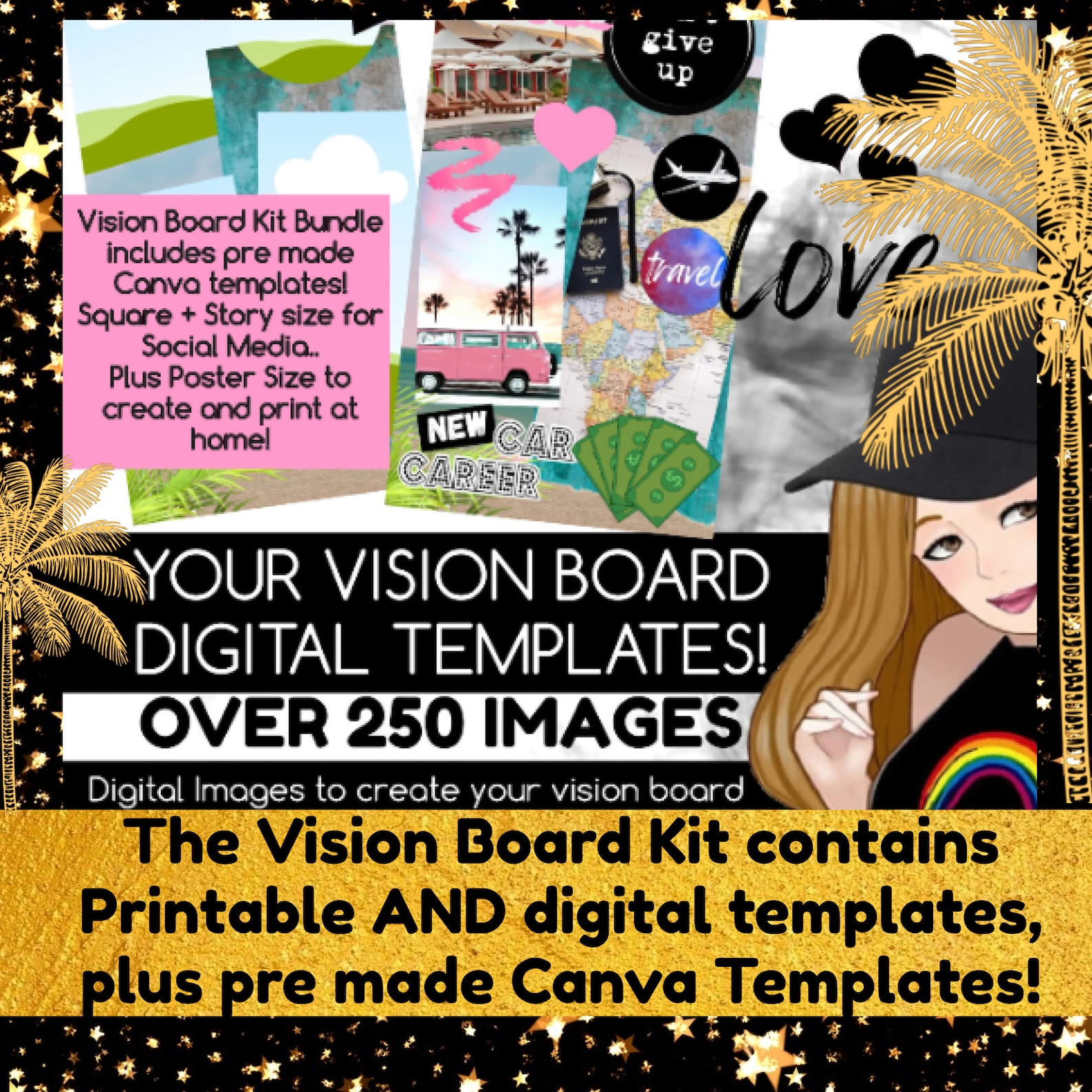 Vision Board Kit With Printable Words Quotes Images Frames - Etsy