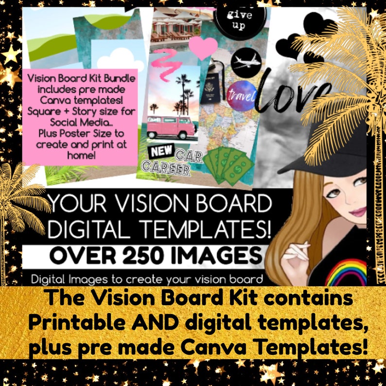Vision Board Kit With Printable Words Quotes Images Frames - Etsy Australia