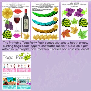 Toga Party Printable Party Pack / Toga Photo Booth Props / Toga Cake / Toga Wine Labels / Toga ...
