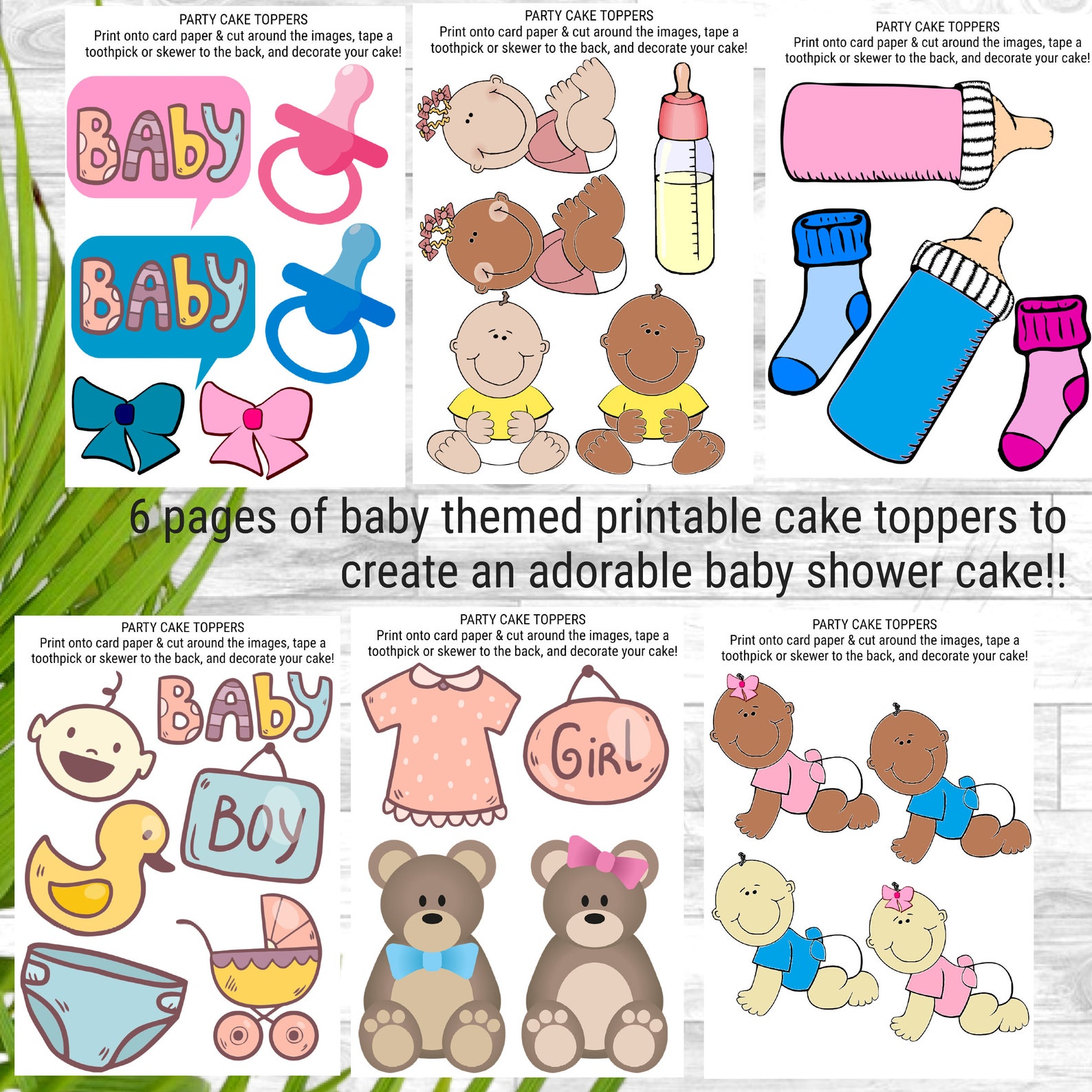 Baby Shower Cake Toppers / Printable Baby Shower Cake | Etsy