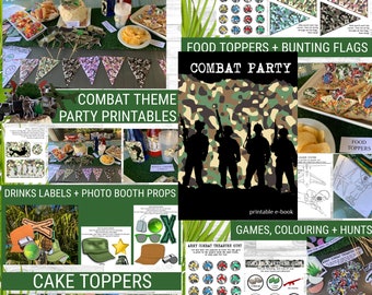Printable Army Combat Party Games and Decorations for Kids / Army Party Cake Toppers / Army Party Theme / Cake Toppers for Army Themed Party