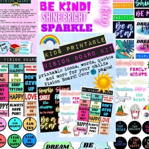 KIDS Vision Board Kit / Vision Board Printables / Vision Board for Kids / Kids Affirmations / Kids Positive Quotes / Updated Oct 2022 image 1