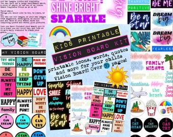 KIDS Vision Board Kit / Vision Board Printables / Vision Board for Kids / Kids Affirmations / Kids Positive Quotes / Updated Oct 2022