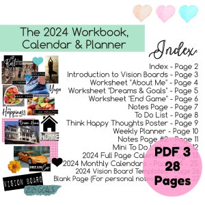 2024 Vision Board Kit with Printable words, quotes, images, frames, backgrounds, icons, abundance cheques more / Updated for 2024 image 4