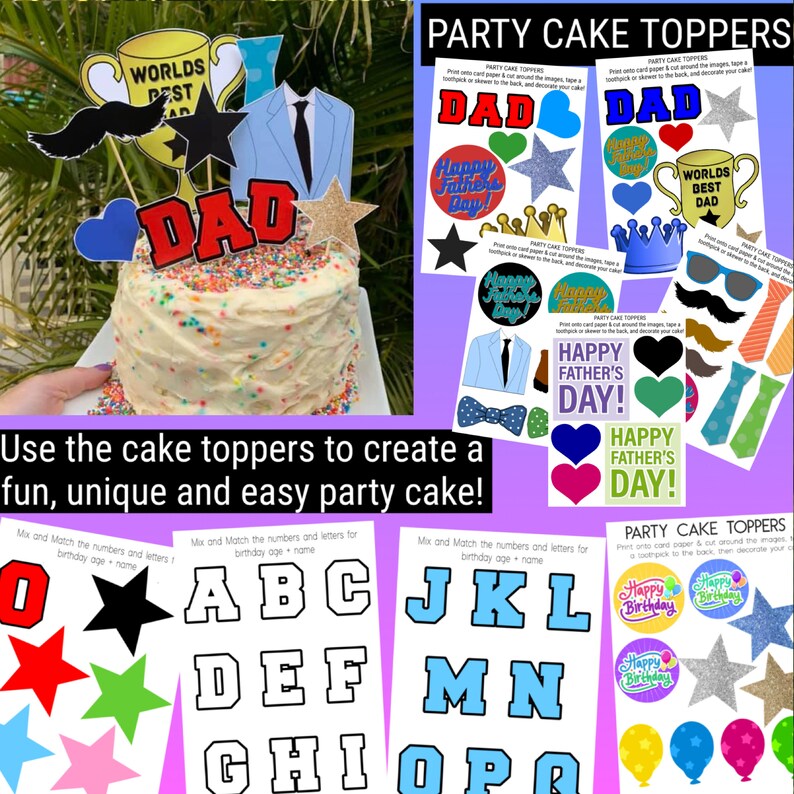 Fathers Day Party Cake Toppers / Fathers Day Gifts / Fathers Day Cake / Fathers Day Decorations / Fathers Day Bunting Flags and Cake toppers image 8