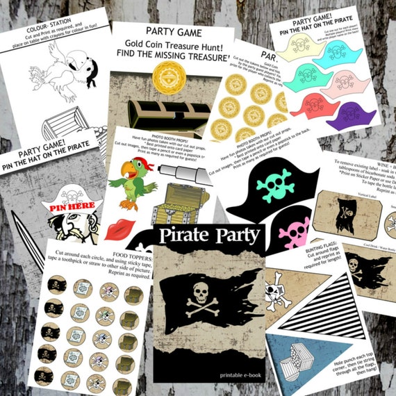 Printable Pirate Themed Party Games and Decorations for Kids / Pirate Party  Cake Toppers / Pirate Party Decor / Pirate Theme / Pirates 