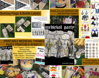 Medieval Themed Printable Party Pack / Medieval Parties / Medieval Cake Toppers / Medieval Photo Booth Props / Medieval Prints and more!