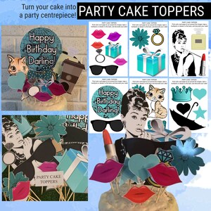 Breakfast at Tiffanys Printable Party Pack / Breakfast at Tiffanys Photo Booth Props / Breakfast at Tiffanys Party Cake Toppers / Tiffany's image 3