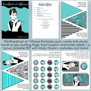 Breakfast at Tiffanys Printable Party Pack / Breakfast at Tiffanys Photo Booth Props / Breakfast at Tiffanys Party Cake Toppers / Tiffany's image 6