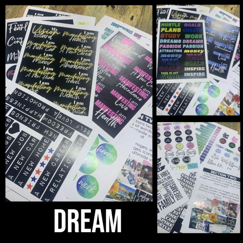 2026 VISION BOARD KIT with Printable words, quotes, images, frames, backgrounds, icons, abundance checks, Vision Board Wall Collage + More image 12