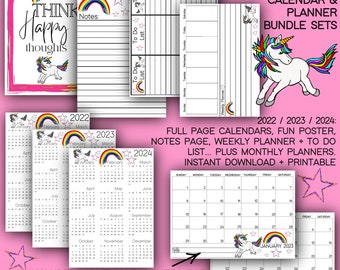2023 2024 UNICORN THEME Printable Calendars and Planners / - Etsy