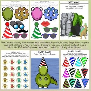 Printable Dinosaur Party Games and Decorations for Kids / Kids Dinosaur Party / Dinosaur Cake Toppers / Dinosaur Photo Props / Dinosaurs image 8