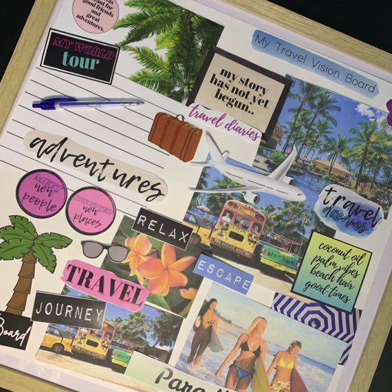 Travel Goals Vision Board Kit Printable Vision Board Quotes and