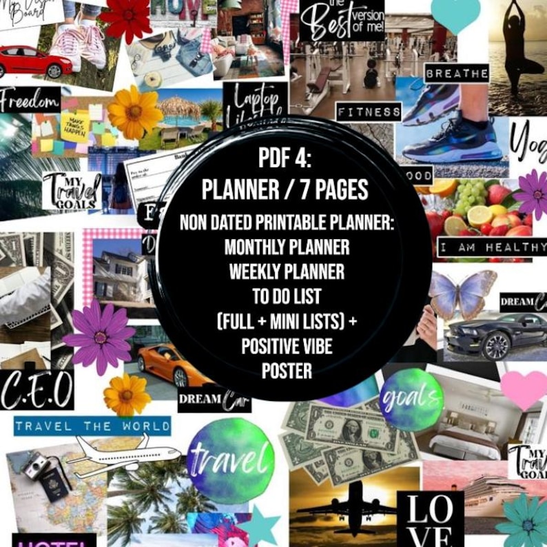 2026 VISION BOARD KIT with Printable words, quotes, images, frames, backgrounds, icons, abundance checks, Vision Board Wall Collage + More image 10