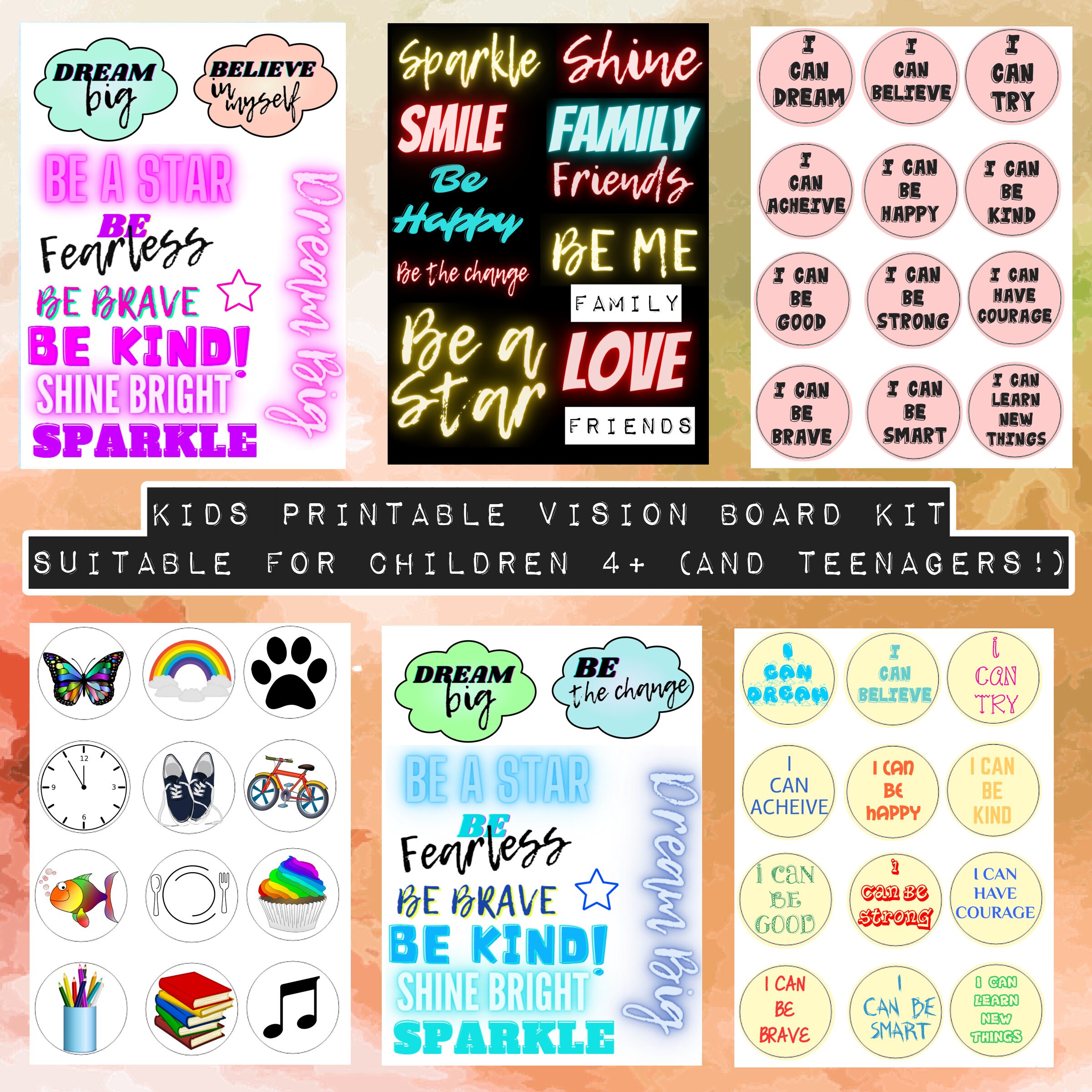 VISION BOARD KIT Dream Boards with Motivational Stickers Affirmation 21  ZENTURY
