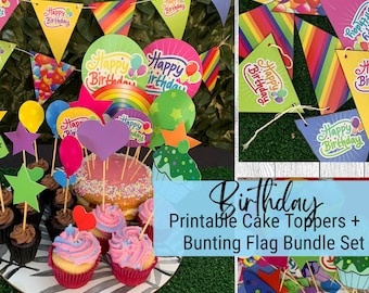 Happy Birthday Party Cake Toppers / Party Cake Toppers / Design your Party cake / Party Cake Topper Printable / Printable Cake Toppers