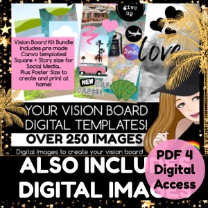 2024 Vision Board Kit With Printable Words, Quotes, Images, Frames ...
