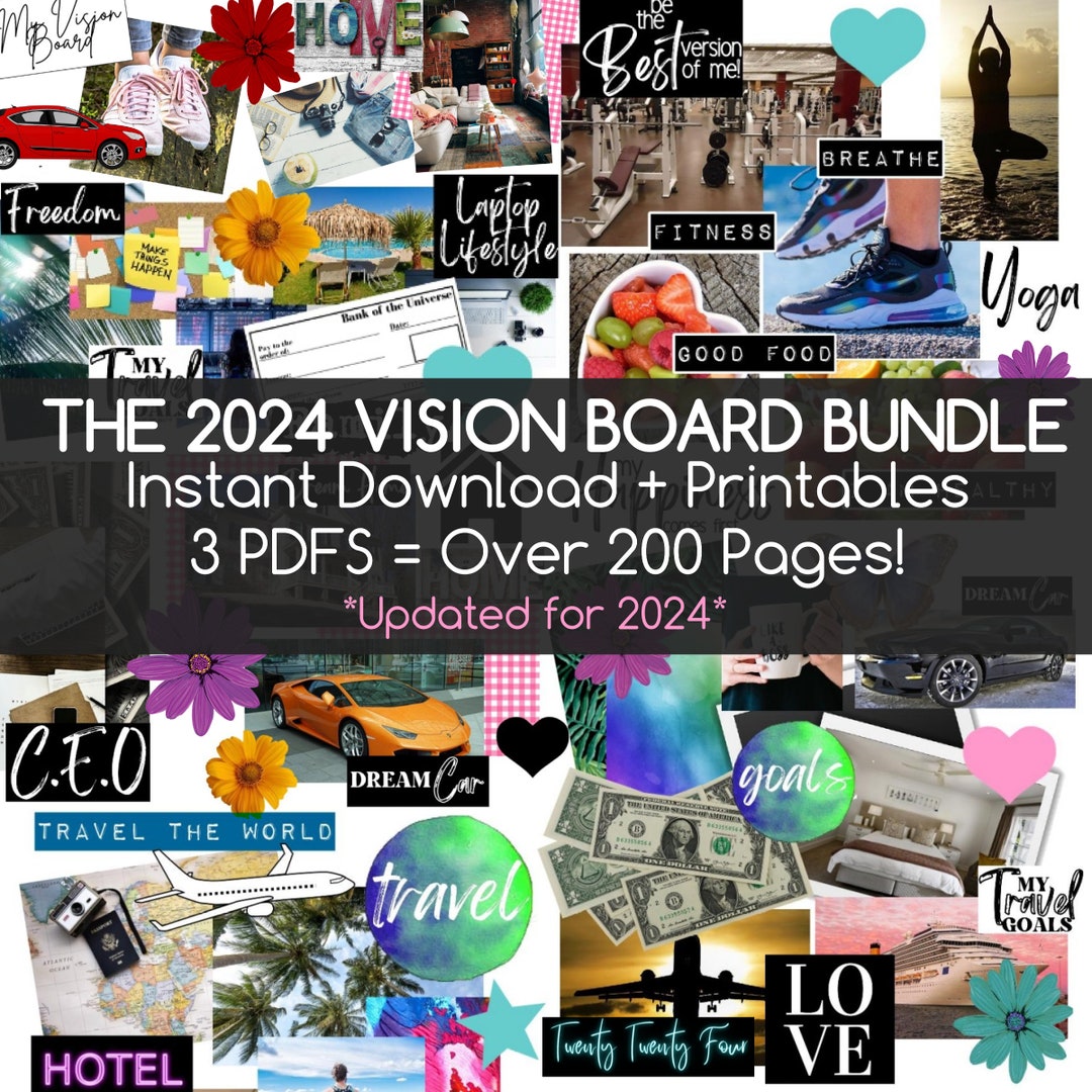 2024 Vision Board Kit With Printable Words Quotes Images - Etsy