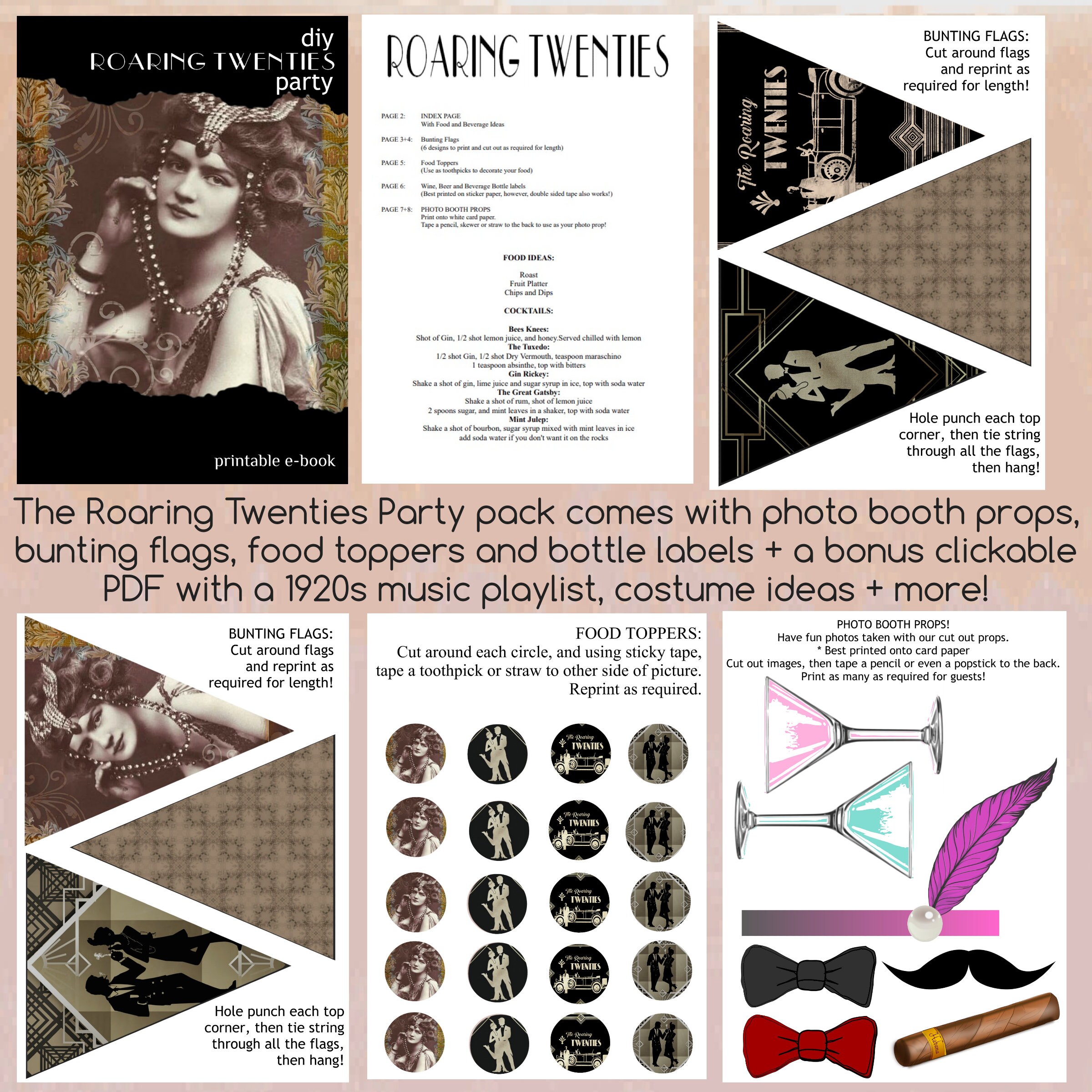 Roaring Twenties Printable Party / Roaring 20s Photo Booth | Etsy