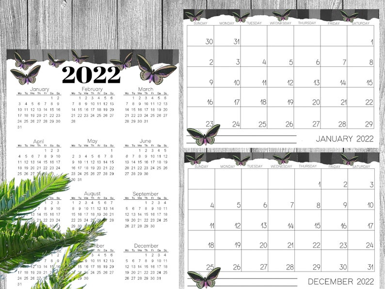2023 2024 Butterfly Themed Printable Calendar And Planners Etsy UK