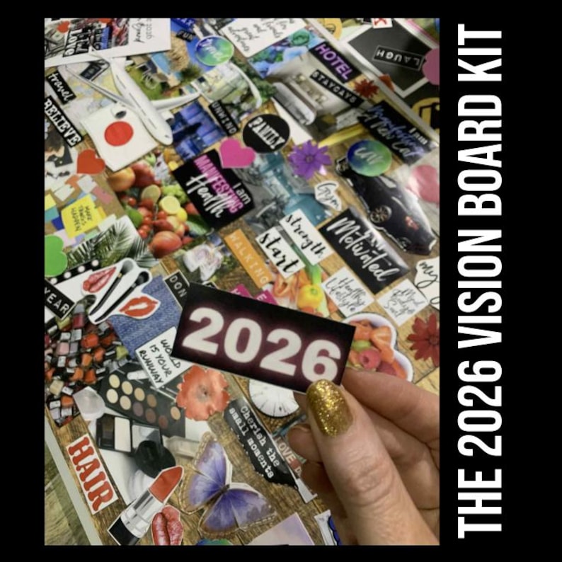 2026 VISION BOARD KIT with Printable words, quotes, images, frames, backgrounds, icons, abundance checks, Vision Board Wall Collage + More image 16