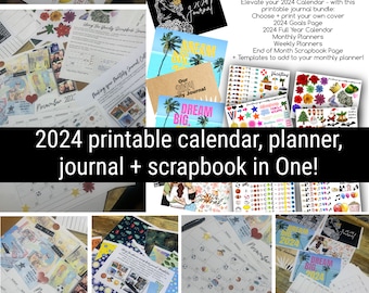 Family Calendars and Planners Scrapbooking Templates / 2024 Calendars / Calendar, Journal Stickers, Planner Stickers, Digital download