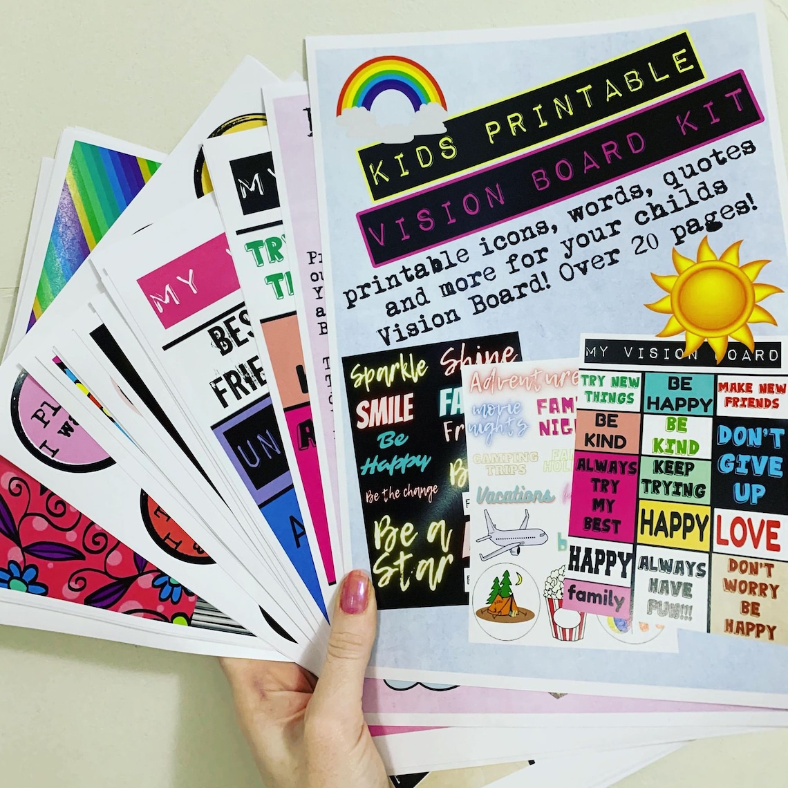 Kids vision board kit vision board printables vision board etsy