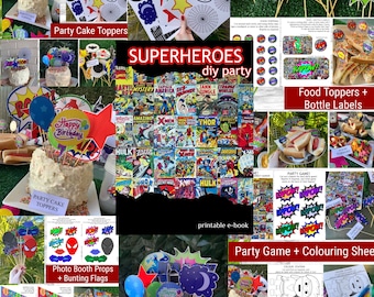 Printable Superhero Party for Kids / Superhero Photo Props / Superhero Cake Toppers / Superhero Parties / Superhero Theme / Kids Superhero