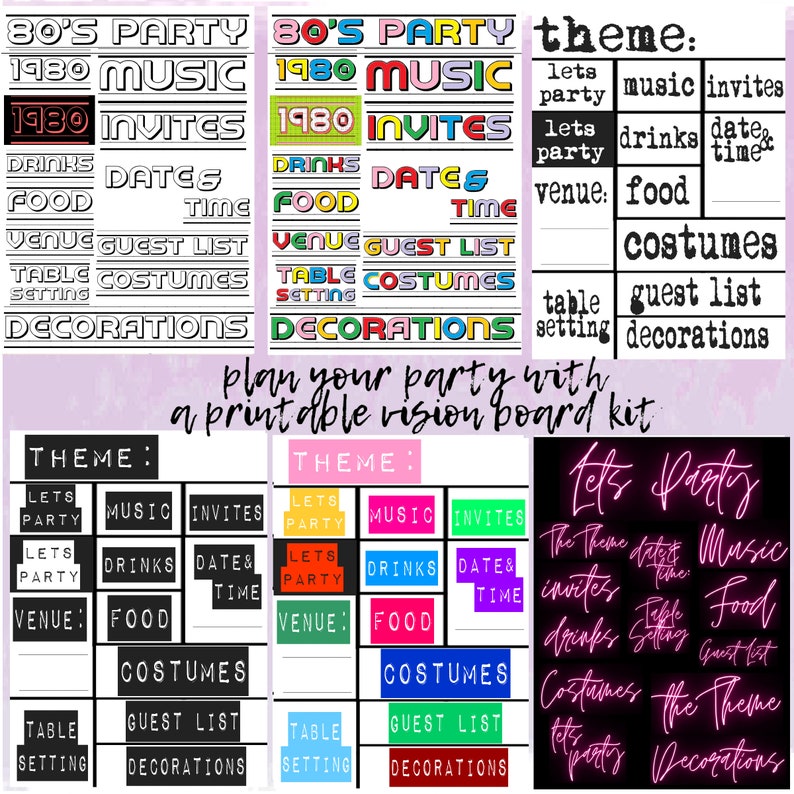 Party Planning Printable Vision Board Kit / Party Planner Mood - Etsy ...