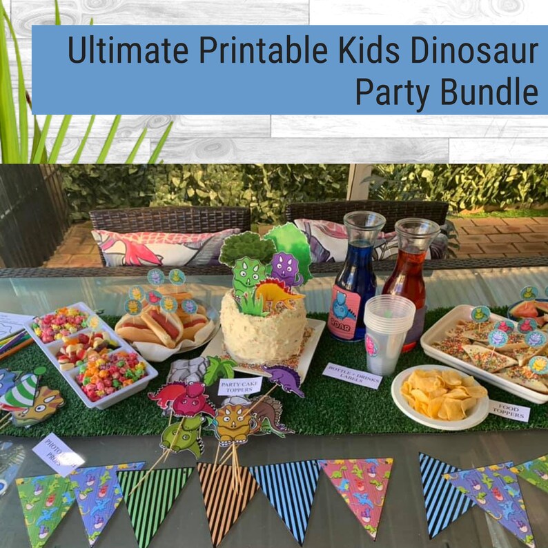 Printable Dinosaur Party Games and Decorations for Kids / Kids Dinosaur Party / Dinosaur Cake Toppers / Dinosaur Photo Props / Dinosaurs image 2