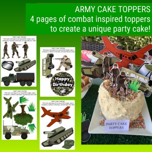 Printable Army Combat Party Games and Decorations for Kids / Army Party Cake Toppers / Army Party Theme / Cake Toppers for Army Themed Party image 3