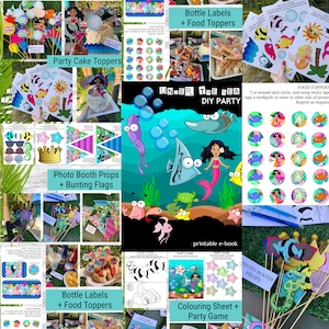 Unter dem Meer Party für Kinder zum Ausdrucken / Unter dem Meer Themen-Dekorationen / Unter dem Meer Foto-Requisiten und Party Cake Topper / Meerespartys