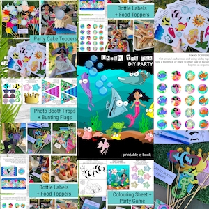 Printable Under the Sea Party for Kids / Under the Sea Themed decorations / Under the Sea Photo Props and Party Cake Toppers / Sea Parties image 1