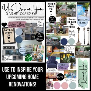 HOME Inspos Vision Board Home Design / Home Makeover Vision Board / Home Interior and Exterior Design Printable and Digital Mood Board Kit image 2
