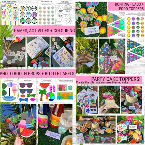 Printable Beach Party for Kids / Beach Party Cake Toppers / - Etsy