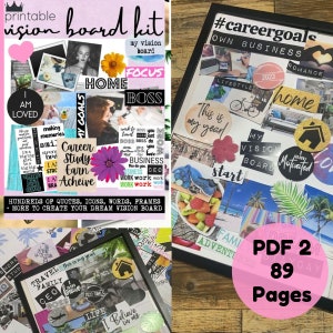 2024 Vision Board Kit with Printable words, quotes, images, frames, backgrounds, icons, abundance cheques more / Updated for 2024 image 3