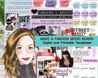 Fashion and Beauty Vision Board Kit / Printable Fashion and Beauty Vision Board / Fashion Quotes / Beauty Quotes / Fashion Mood / Collages