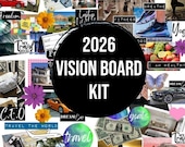 2026 VISION BOARD KIT with Printable words, quotes, images, frames, backgrounds, icons, abundance checks, Vision Board Wall Collage + More