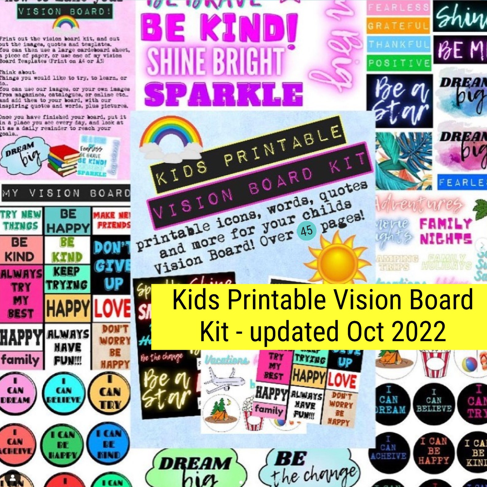 KIDS Vision Board Kit / Vision Board Printables / Vision Board - Etsy