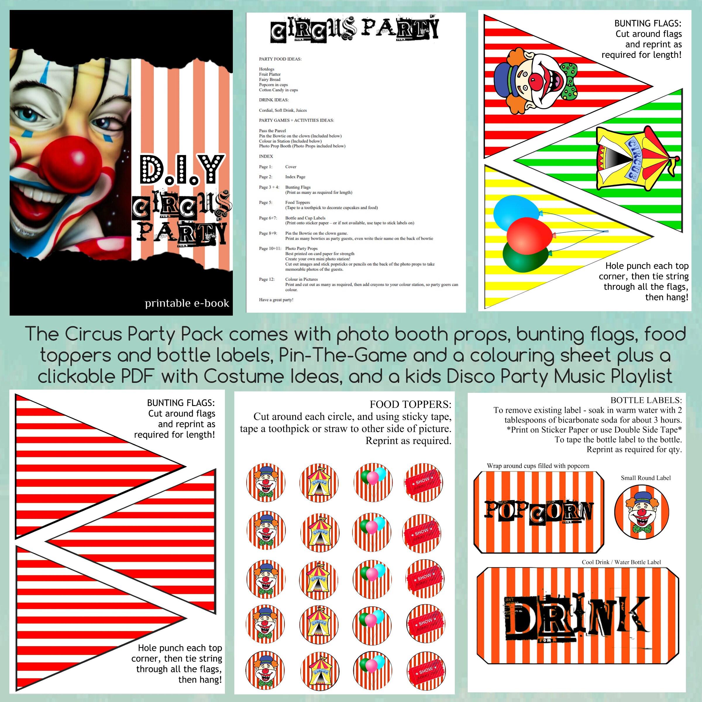 Printable Circus Party Games and Decorations for Kids / Kids | Etsy